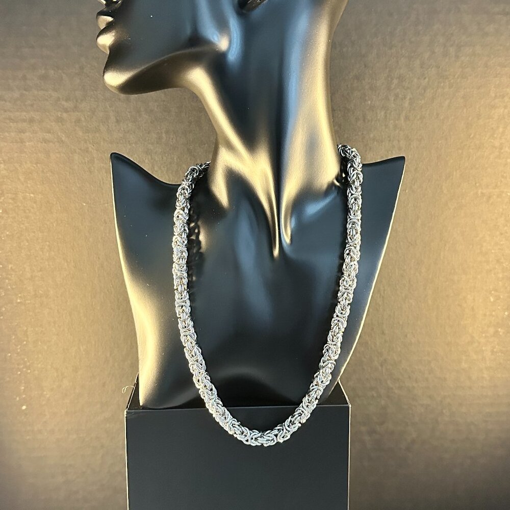 🔥 20” Stainless Steel Byzantine Chain Necklace – Heavy, Polished, and Durable U